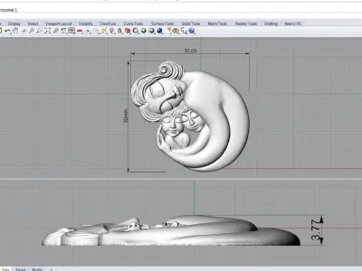 mother with children pendant bas-relief 3D print model