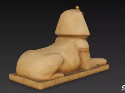 Egyptian Pharaoh Sphinx Statue Low-poly 3D model