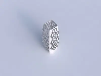Vase rectangle with diagonal grid lattice 3 3D print model