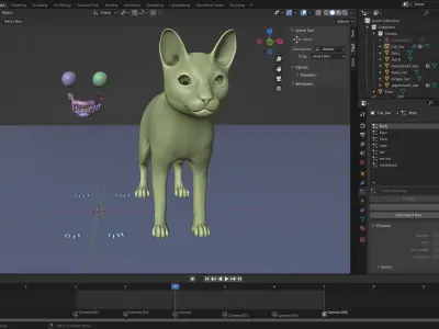Fur Cat  Yellow 02 No Rigged  Low-poly 3D model