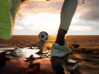 Football animation scene Low-poly 3D model