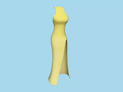 Yellow Flowers Female Dress - Woman Character Design Fashion Low-poly 3D model