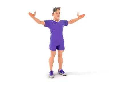 Male Soccer Player Character Rigged and Animated Low-poly 3D model