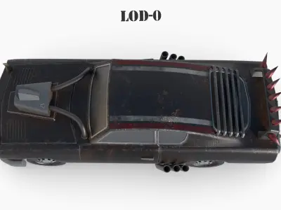 Post Apocalyptic Plymouth Barracuda Low-poly War Car Game Asset Low-poly 3D model