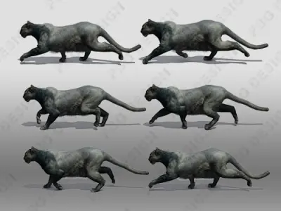 Black Panther Animation Low-poly 3D model