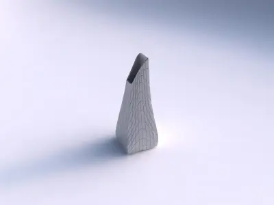 Vase top bent rectangle with wavy grid plates 3D print model