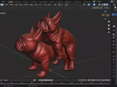 French Bulldog Couple Sculpture 3D print model
