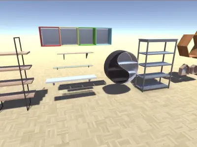 Shelf and Shelving Collection Low-poly 3D model