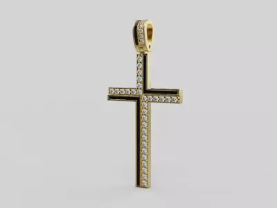 Elegant Enamel Cross with Stones 3D print model