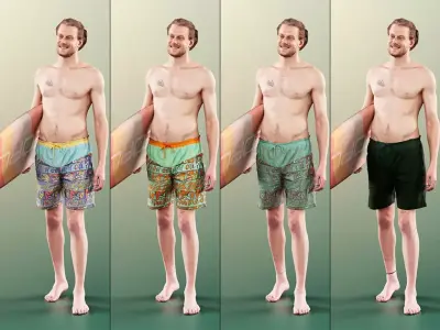 Milo 11233 - 4 Texturevariations - surfer beach boy man maui  3D model
