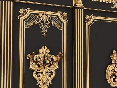 Boiserie Classic Panels and Decorative Crafts Wood 01 Low-poly 3D model
