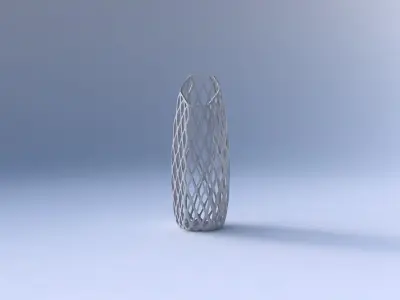 Vase bent hexagon with diagonal grid lattice 3D print model