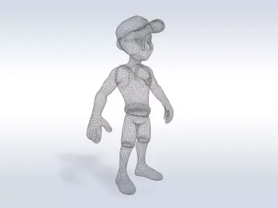 3D Cartoon character t pose muscle strong man sport gym Low-poly 3D model