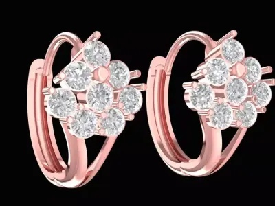 Elegant Floral Diamond Earrings for Women 2424 3D print model