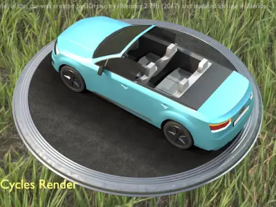 City Car 58 SUV Cabrio Open Type-B Blue Low-poly 3D model