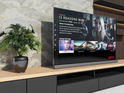 Tv Wall Modern Low-poly 3D model