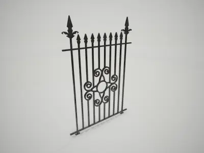 Ornate Wrought Iron Fence Design 1 3D model