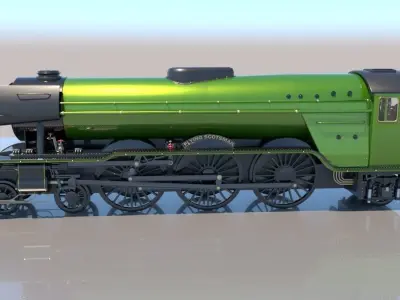 Flying Scotsman Steam Locomotive Low Poly 3D model