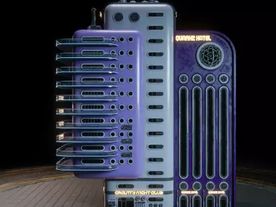 SCIFI ATOMPUNK BUILDING 10 Low-poly 3D model