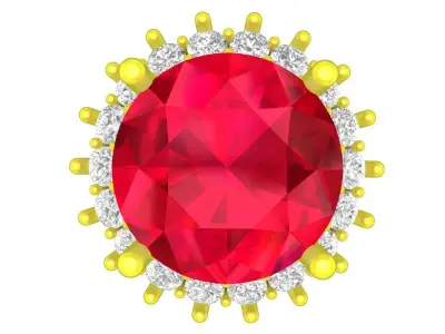 A4802 Big Diamond Halo Women Ring 3D print model