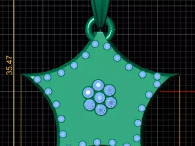  gold star pendant  3D printable model  3D print model