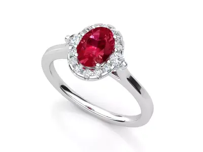 R RA020 engagement ring with ruby stone 3D print model