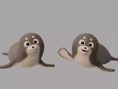 Rigged Cartoon Seal 3D model