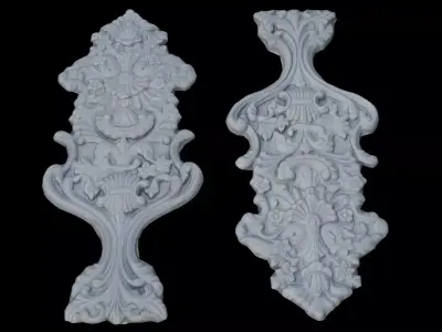  Floral Wall Ornament Scan Low-poly 3D model