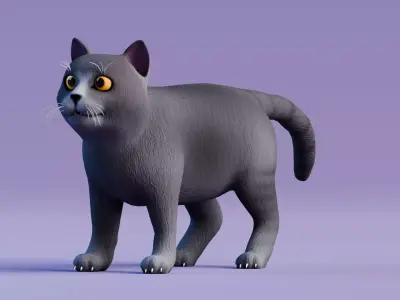 Low poly - Stylized cats - British Short Hair  Low-poly 3D model