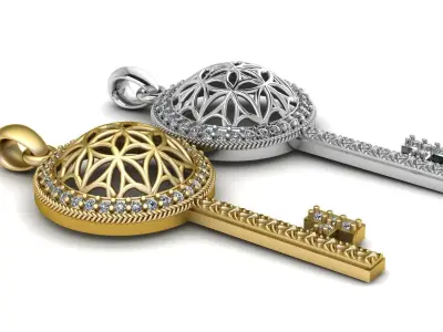 Fashion Diamond key pendant 3D printable model 3D print model