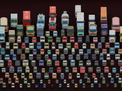 200 Low Poly Vehicles Pack Low-poly 3D model
