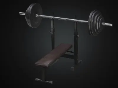 Barbell Bench Press Low-poly 3D model