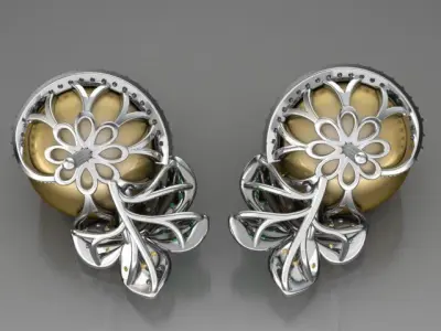 Flower and pearl  earrings 3D print model