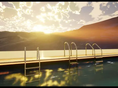 UE4 Luxury Swimming Pools - Accessories - FBX included Low-poly 3D model
