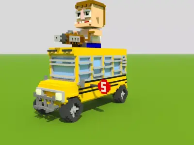 School Bus and Character Free 3D model