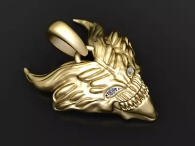 Gold demon pendant 3D printable model   3D print model