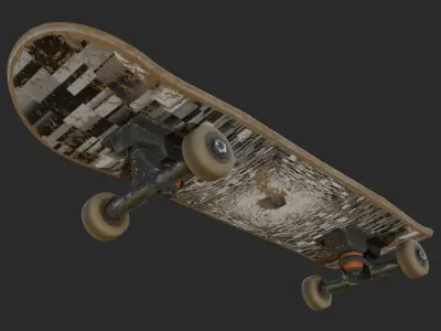 Narly Used Skateboard - Photo-realistic Low-poly 3D model