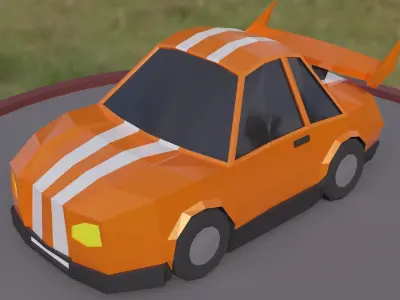 Car Lowpoly orange toy on table 3D print model