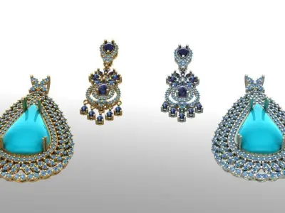 Medal and earrings set 3D print model