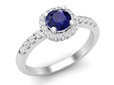 AV 580 Diamond Ladies Bridal Halo Engagement Ring 3D print model