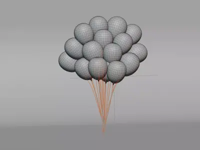 Colorful balloons Low-poly 3D model