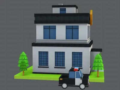 Police Building Low-poly 3D model