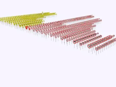 Brazilian Traffic Signs Pack - 892 3D Regulatory e Warning Signs 3D model