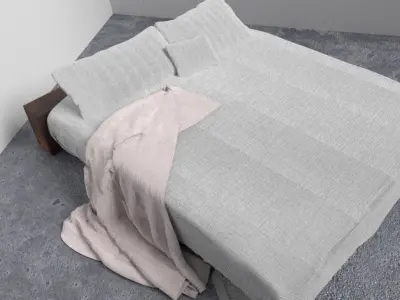 Trendy Tucked Bed with Throw 3D model