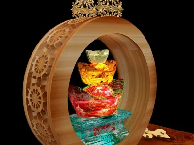 Chinese gold Ingot 3D model