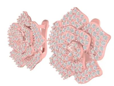 Elegant Floral Cluster Diamond Earrings for Women  2807 3D print model