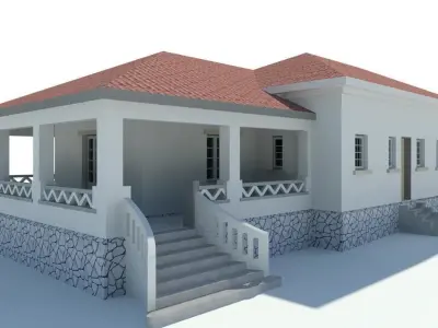 SF-04 house with porch and stairs 3D model