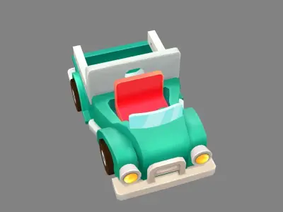 Cartoon green truck toy Low-poly 3D model