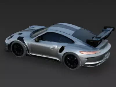 High-Performance Silver Track Sports Car 3D Model Low-poly 3D model