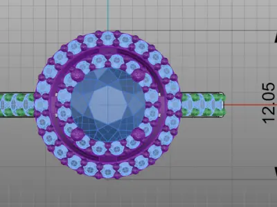 Double Halo Diamond Engagement Ring Free 3D print model